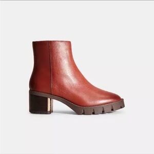 Coach Chrissy brown leather booties